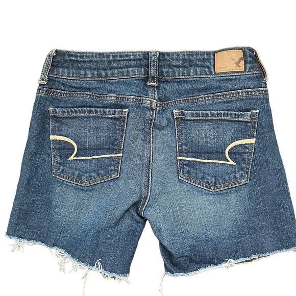 American Eagle Distressed Stretch Denim Cut-Off & Frayed‎ Shorts — SZ 0 LIKE NEW - Picture 2 of 12
